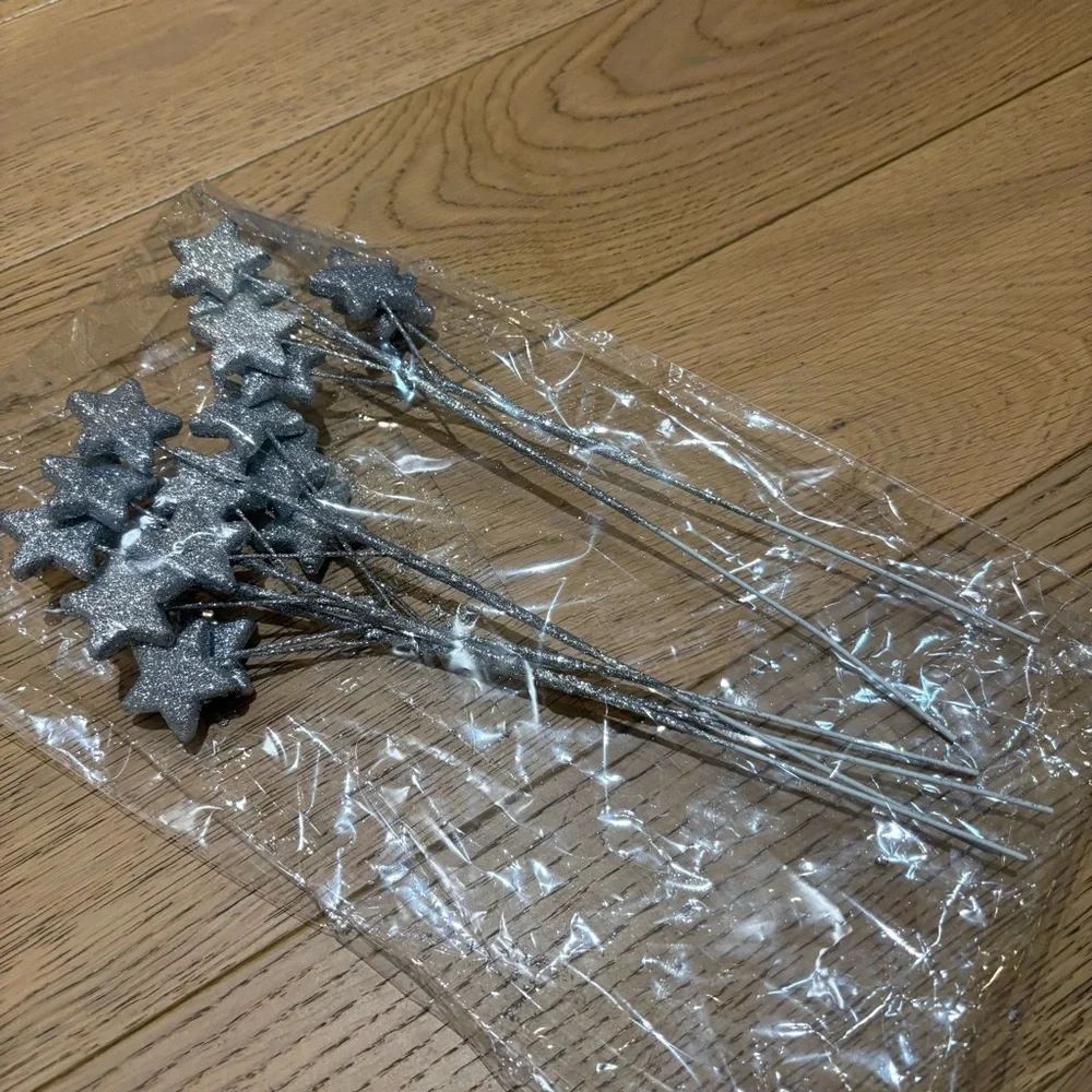 Silver Star Party Decoration Sticks - 6